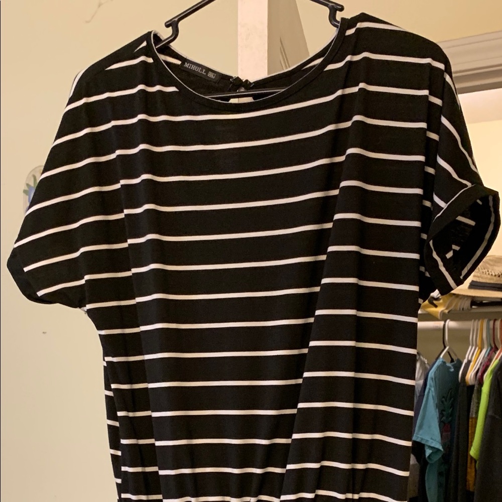 Cute Black/White Striped Jumpsuit Shorts